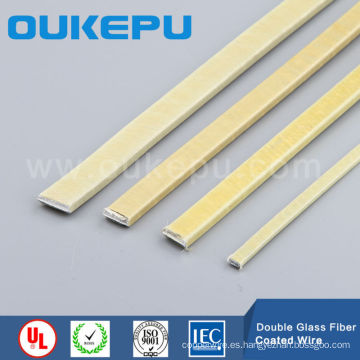 Doble fibra de vidrio envuelta alambre rectangular, fibra de vidrio recubierto de alambre plano, alambre de aluminio y cobre de fibra de vidrio envuelto